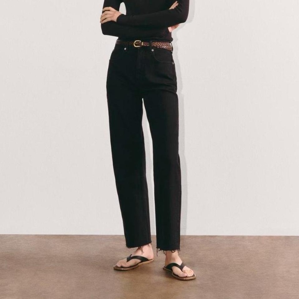 Everlane Way High Black Straight Leg Jeans